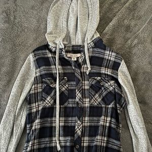 hooded plaid long sleeve